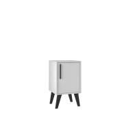 Manhattan Comfort 143AMC205 Mid-Century- Modern Amsterdam Side Table 1.0 with 2 Shelves in White